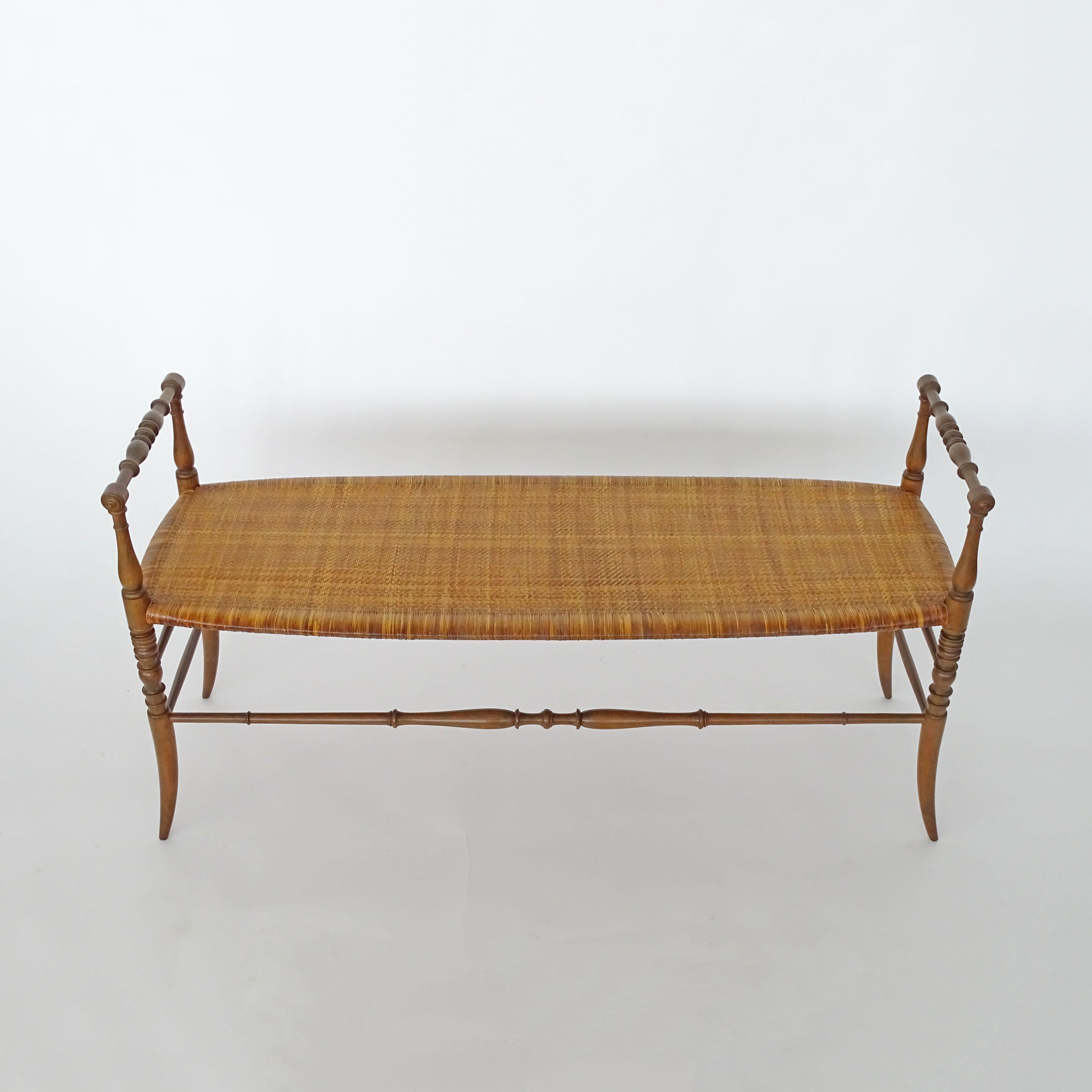 Chiavarina Bench in wood and the original cane seat, Italy 1950s
Probably by Sanguinetti Chiavari.