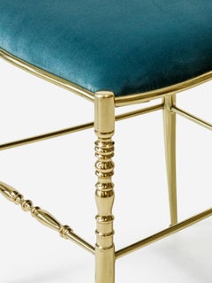 Chiavari Brass Dining Chair Light Blue Turquoise Mid-Century Unique Piece