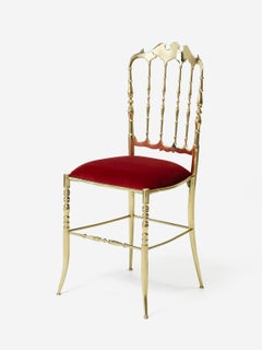 Chiavari Brass dining chair red mid-century unique piece