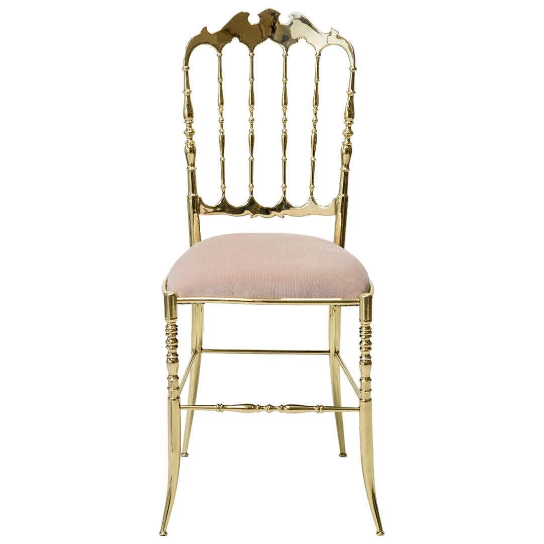 Chiavari Brass dining chair pink powder mid-century unique piece