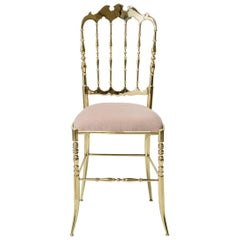 Chiavari Brass dining chair pink powder mid-century unique piece