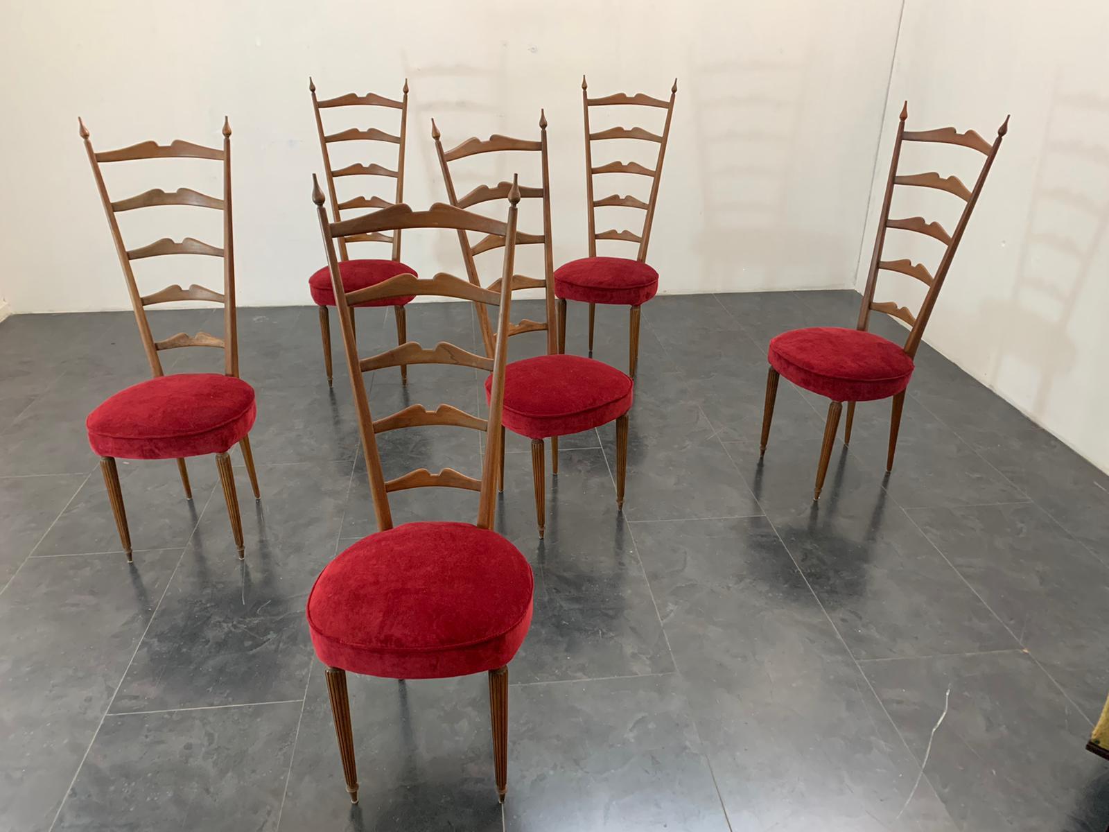 Italian Chiavarina Chairs, 1960s, Set of 6 For Sale
