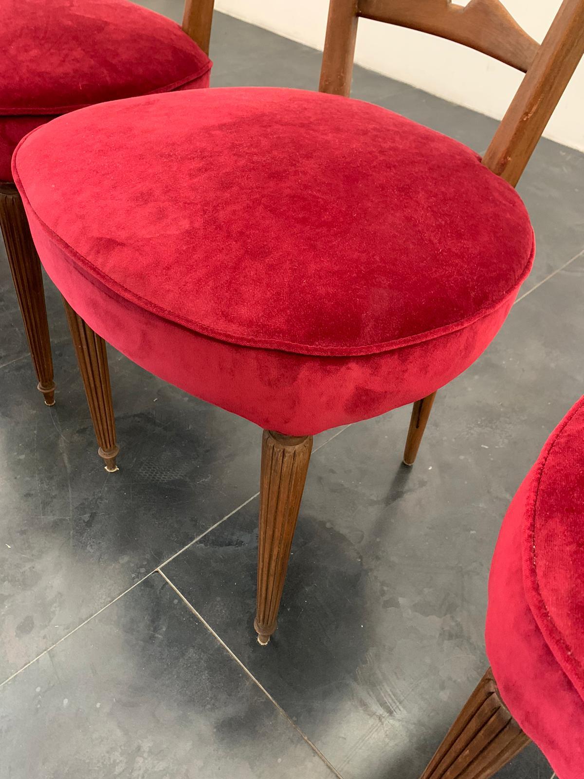 Velvet Chiavarina Chairs, 1960s, Set of 6 For Sale