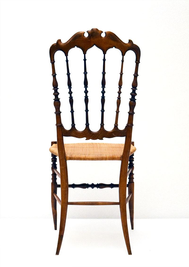 Chiavarina Chairs in Cherry Wood and Straw Seat, Early 20th Century, Set of Four For Sale 3