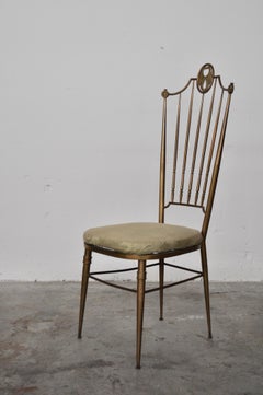 Chiavarina Hollywood Regency Brass Chair, Italy, 1950