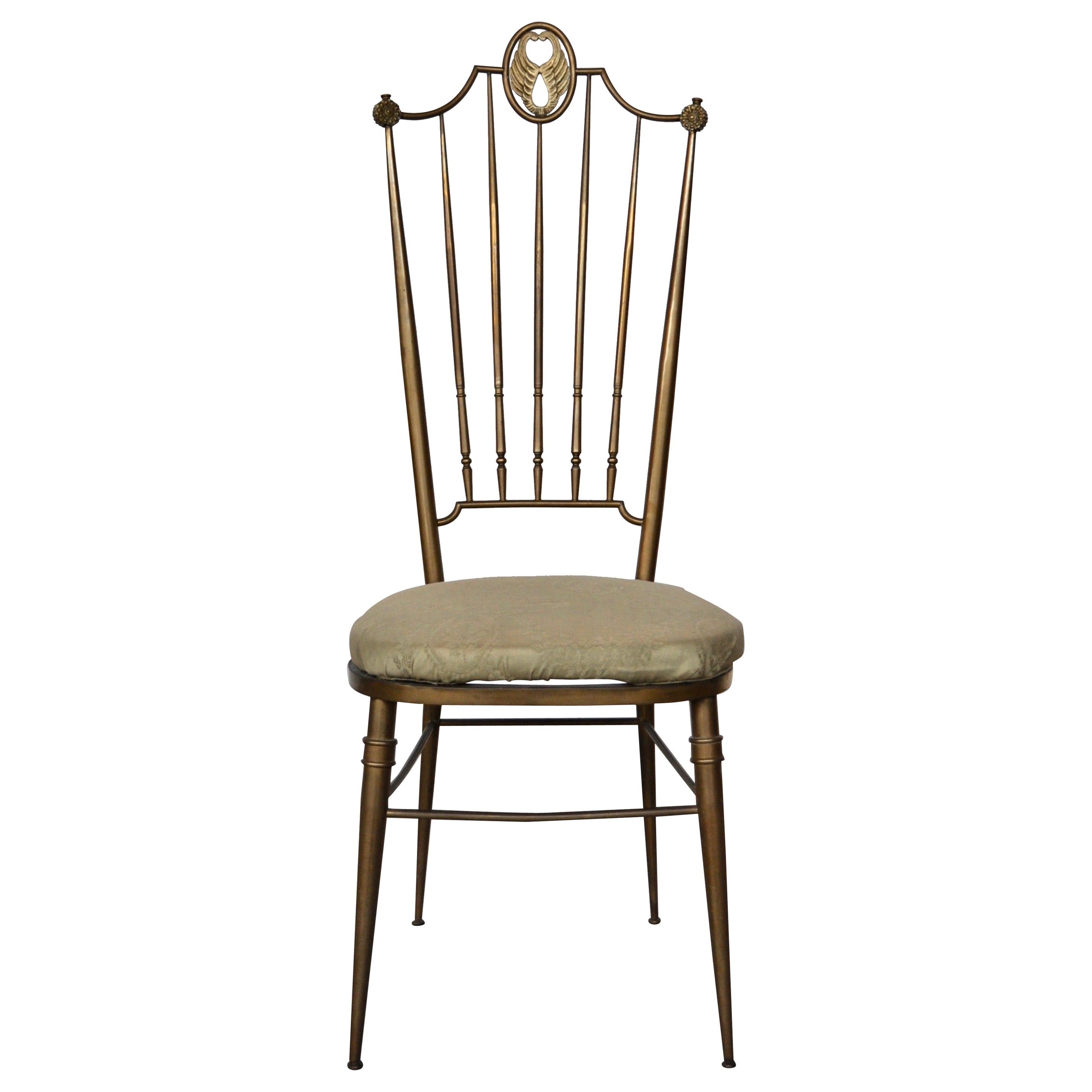 Chiavarina Hollywood Regency Brass Chair, Italy, 1950 For Sale