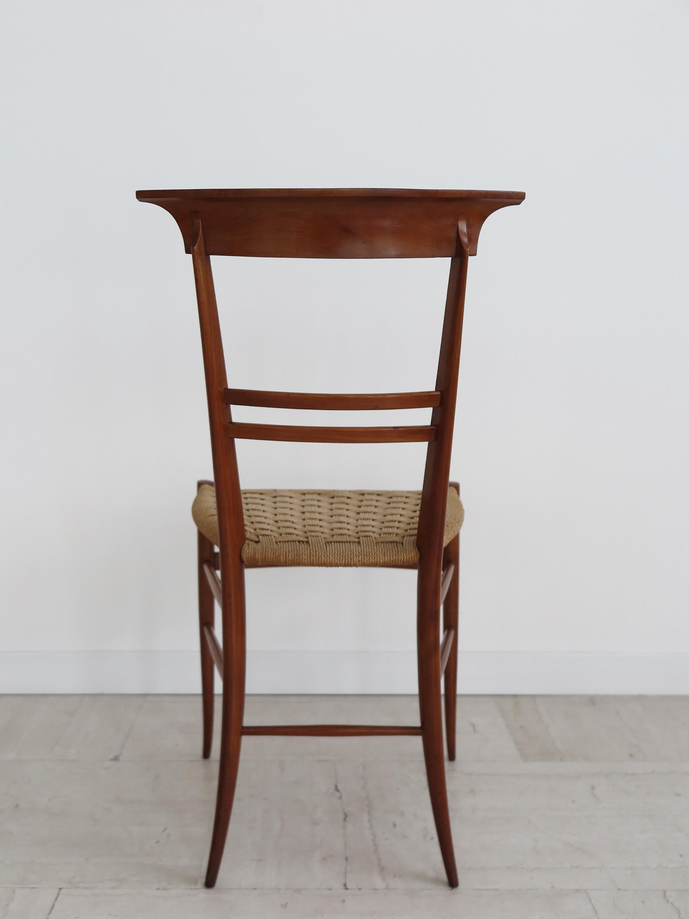 Chiavarine Italian Midcentury Wood and Rope Dining Chairs, 1960s 6