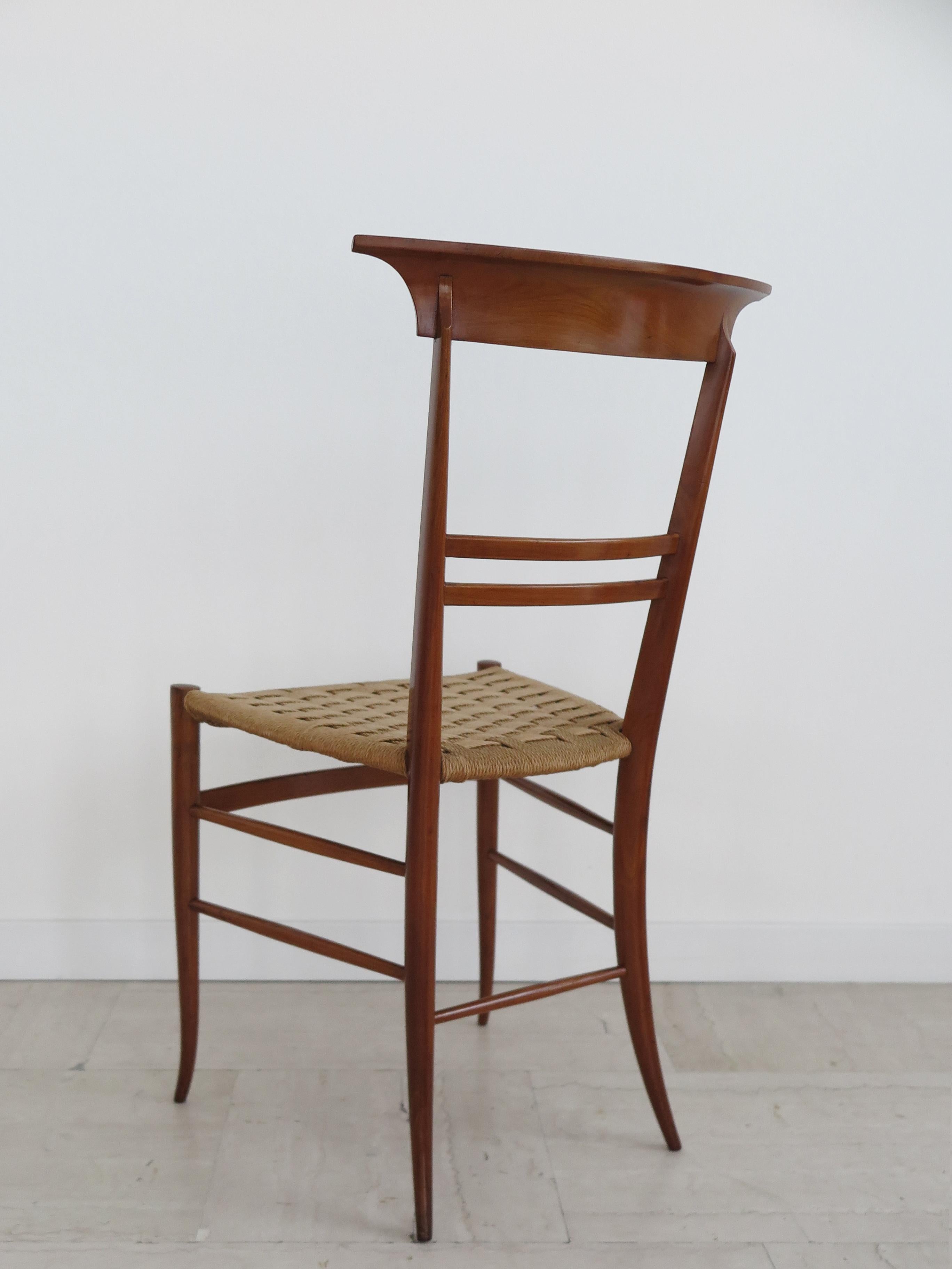 Chiavarine Italian Midcentury Wood and Rope Dining Chairs, 1960s 7