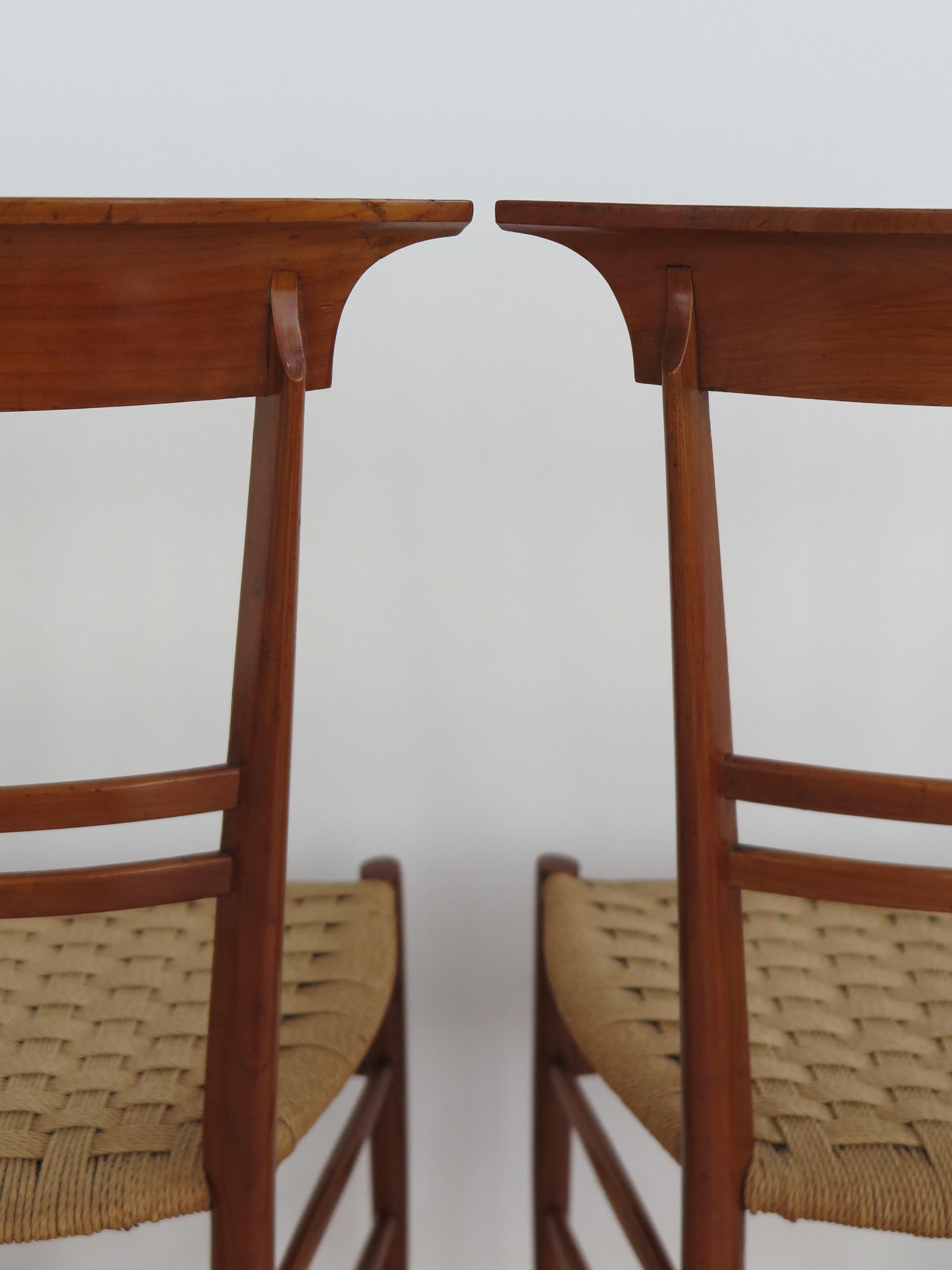 Chiavarine Italian Midcentury Wood and Rope Dining Chairs, 1960s 8