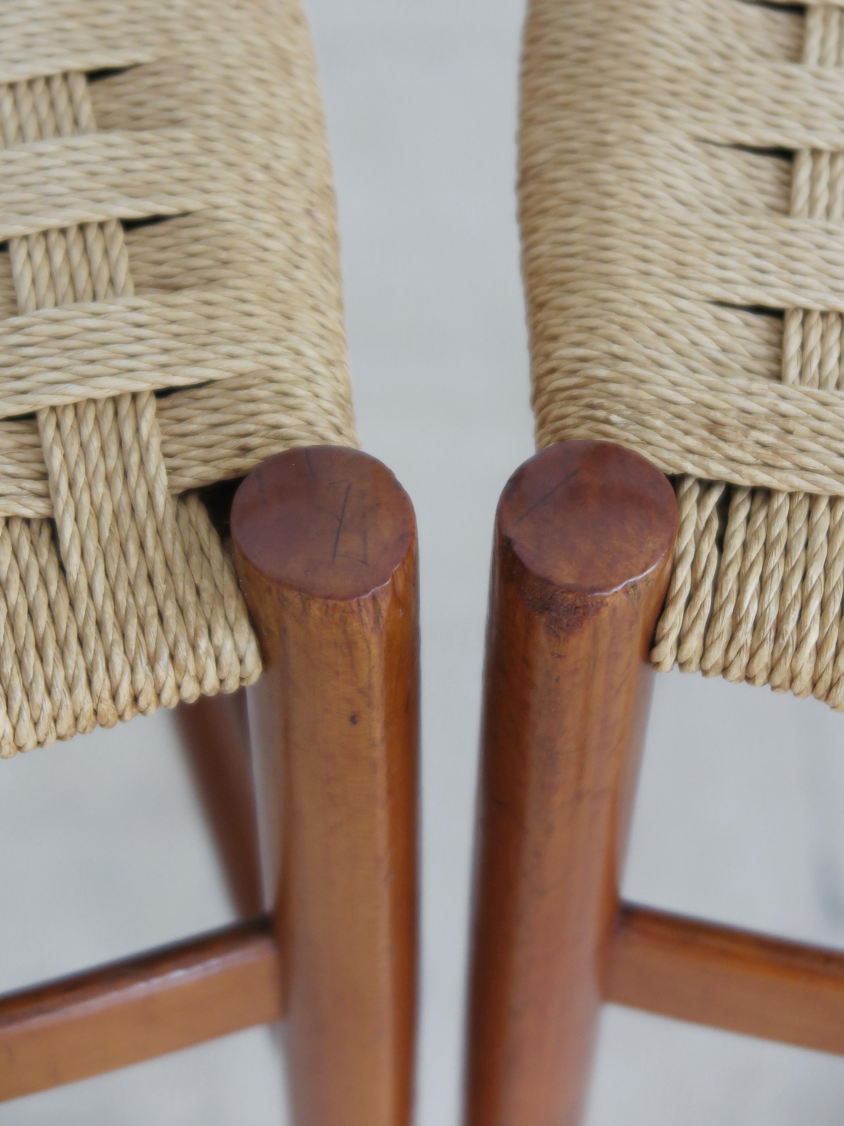 Chiavarine Italian Midcentury Wood and Rope Dining Chairs, 1960s 10