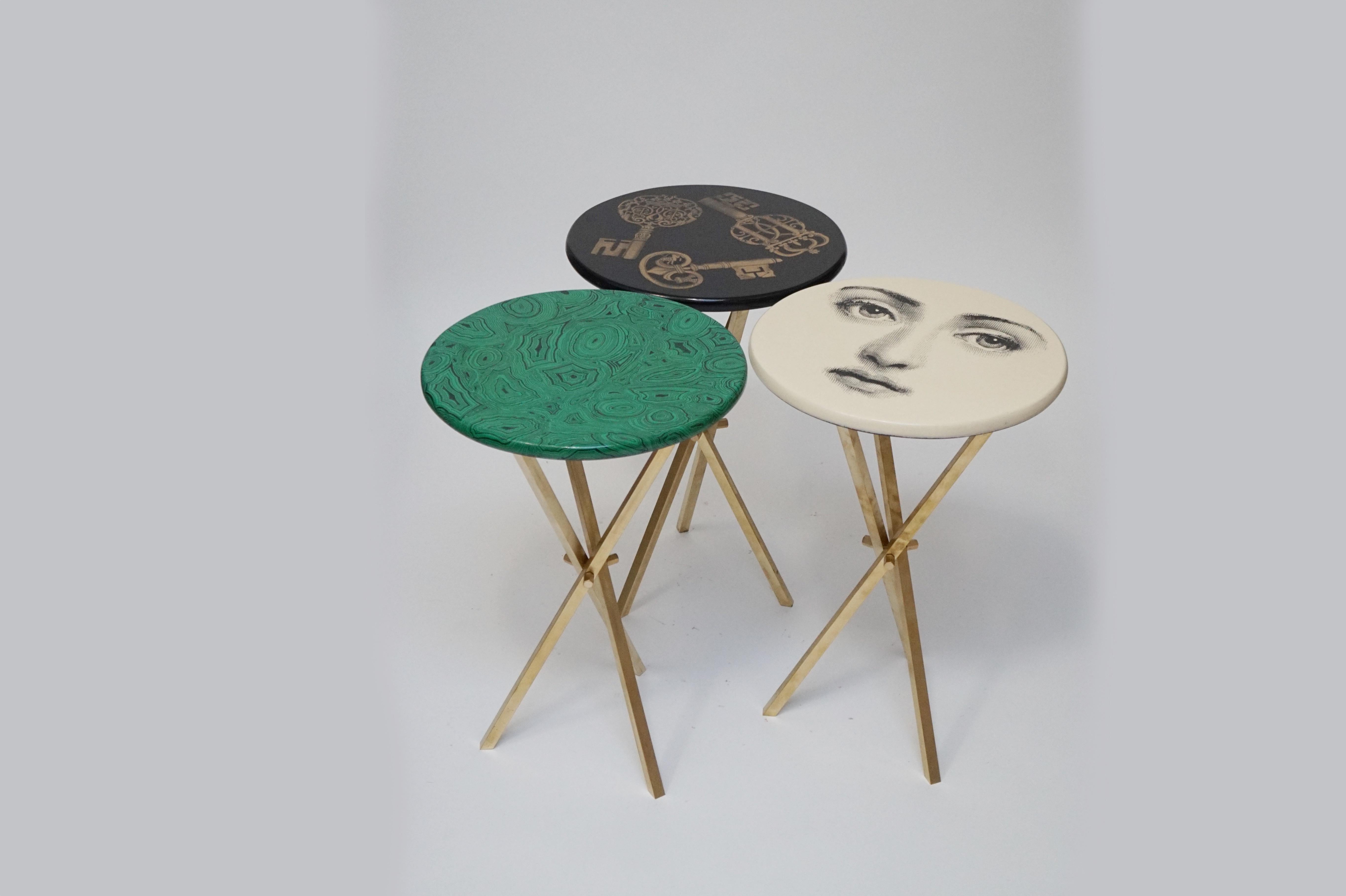 'Chiavi' Brass Tripod Side Table by Piero Fornasetti, circa 1960s Italy, Signed 1