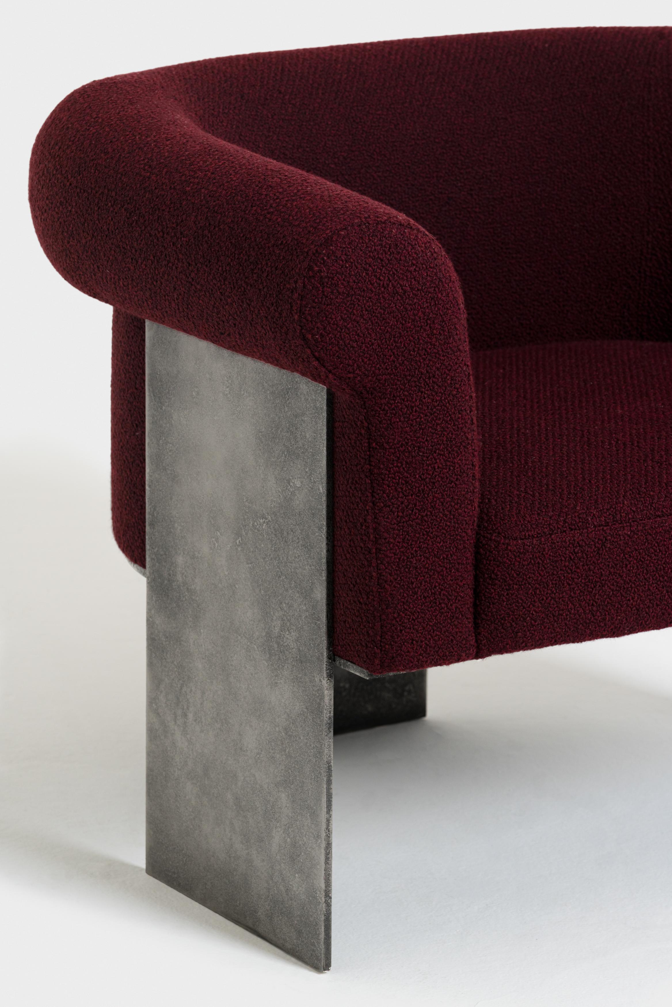 Post-Modern Chiavris armchair with antique brass or silver finish by Gianluca Cozzarolo For Sale