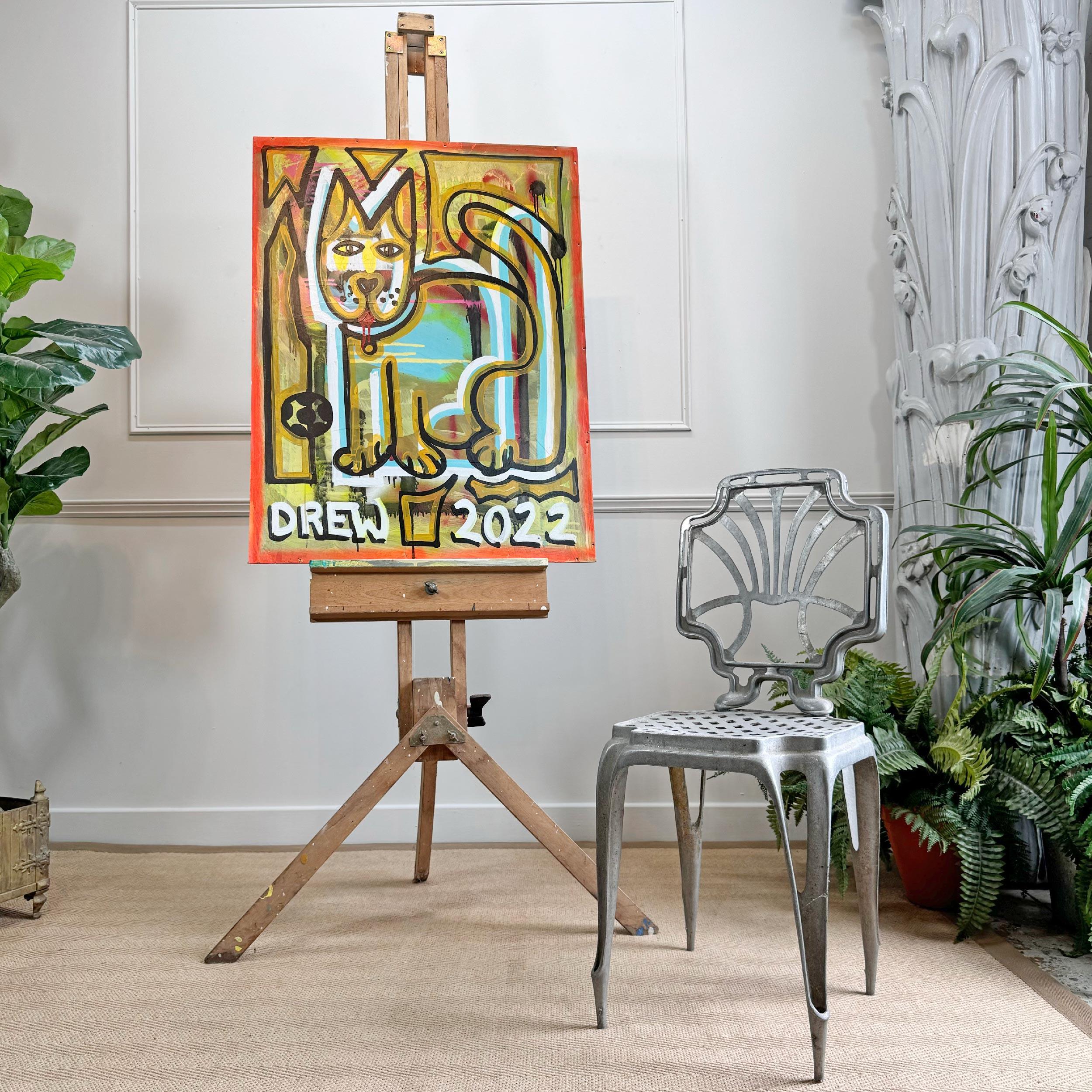 Dieses Werk trägt den Titel Chibby, gemalt im März 2022 unter Verwendung von gefundenem Holz als Medium

Gesamtbreite 68 cm, Höhe 91 cm, Tiefe 0,4 cm

Drew ist ein 