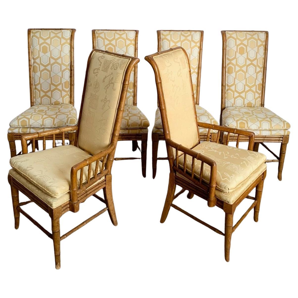 Chaises de salle à manger en faux bambou Chiboiserie par American of Martinsville - Lot de 6