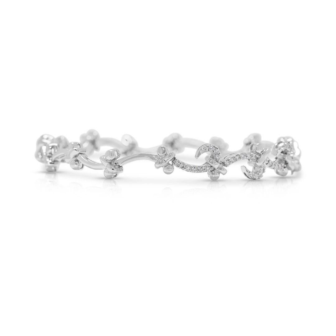 Chic 0.60ct Natural Diamond 18K White Gold Bracelet Corte redondo en venta