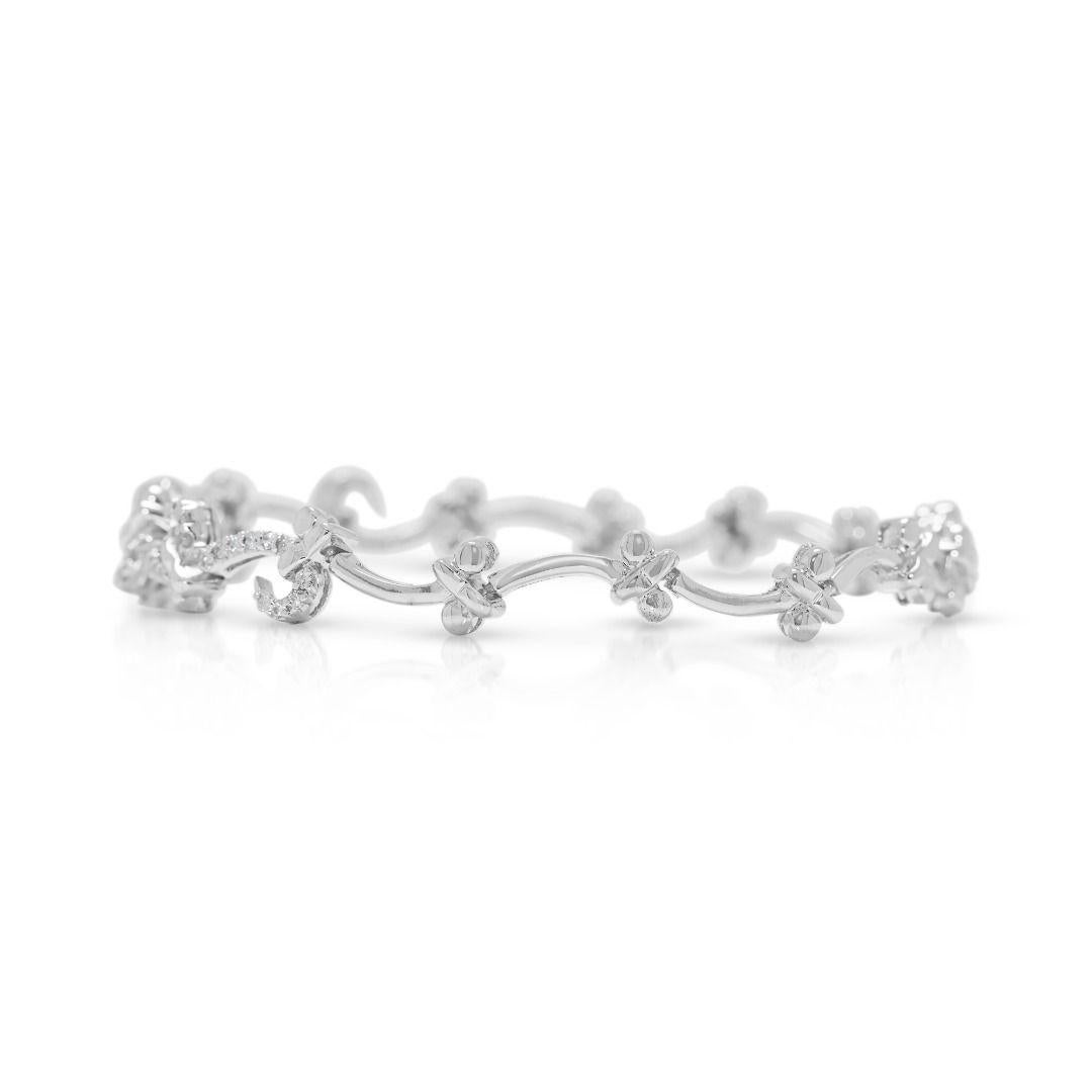 Chic 0.60ct Natural Diamond 18K White Gold Bracelet en Excelente estado para la venta en רמת גן, IL