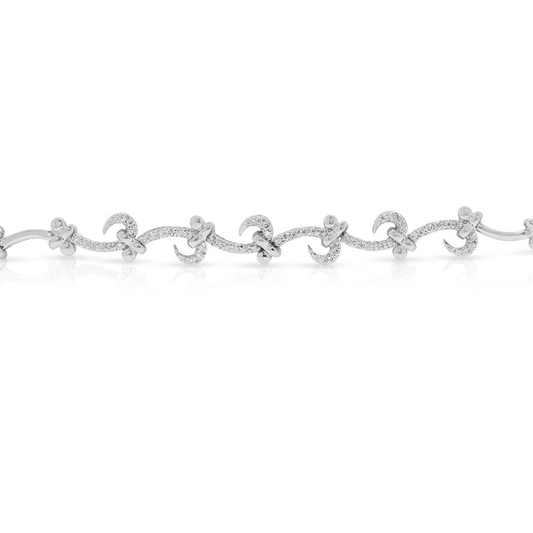 Femenino o masculino Chic 0.60ct Natural Diamond 18K White Gold Bracelet en venta