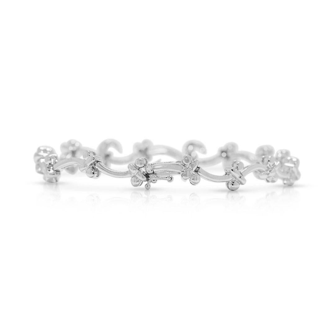 Chic 0.60ct Natural Diamond 18K White Gold Bracelet en venta 2