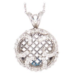 Chic 14 Karat White Gold SI1, G, 1.02 Carat Pavé Diamond Open Medallion Necklace