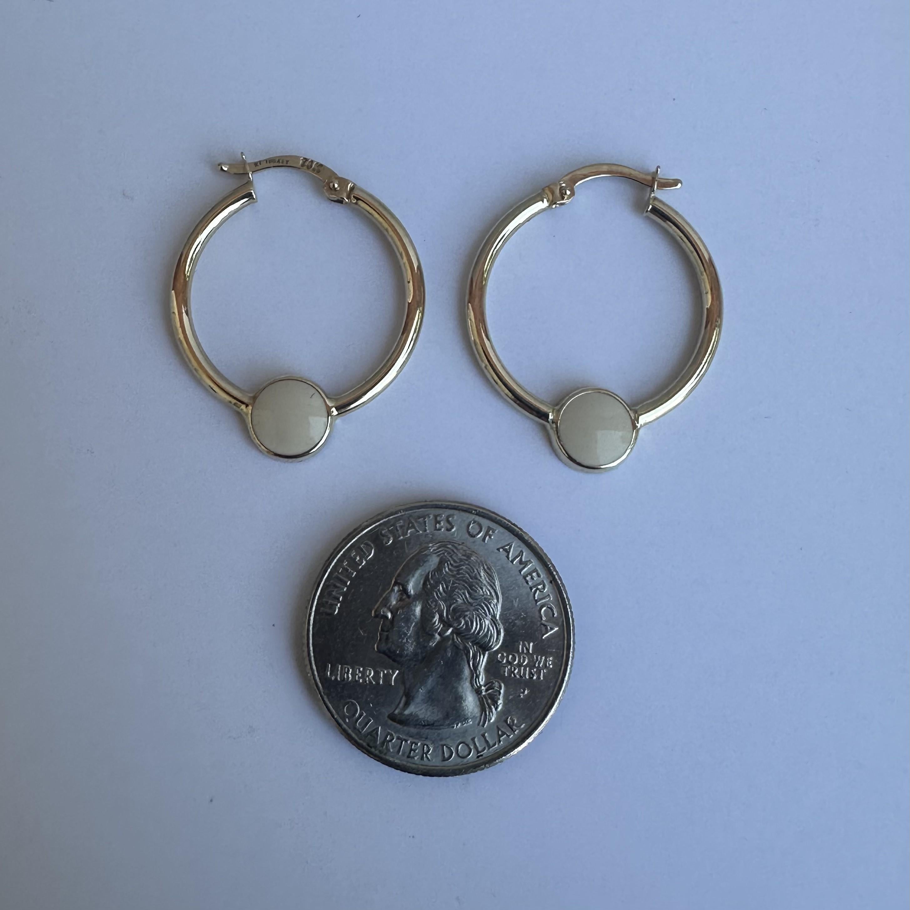Chic 14kt Yellow Gold Enamel Hoops - 24mm Diameter, 2mm Width, New In New Condition For Sale In West Hempstead, NY