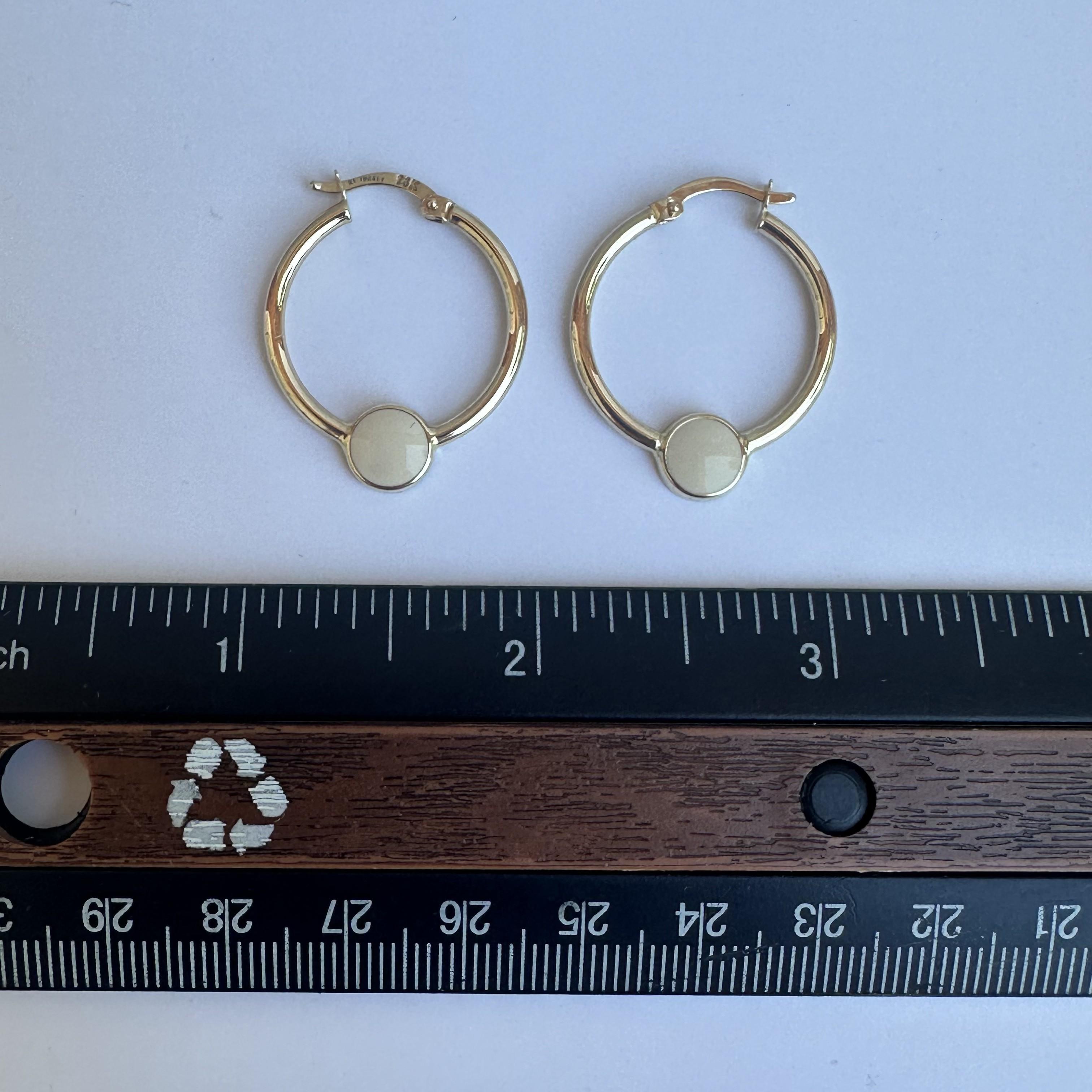 Women's Chic 14kt Yellow Gold Enamel Hoops - 24mm Diameter, 2mm Width, New For Sale