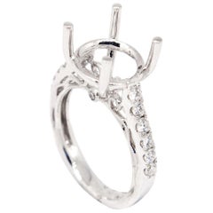 Chic 18 Karat White Gold 0.49 Carat Pave Diamond Semi Mount Bridal Ring