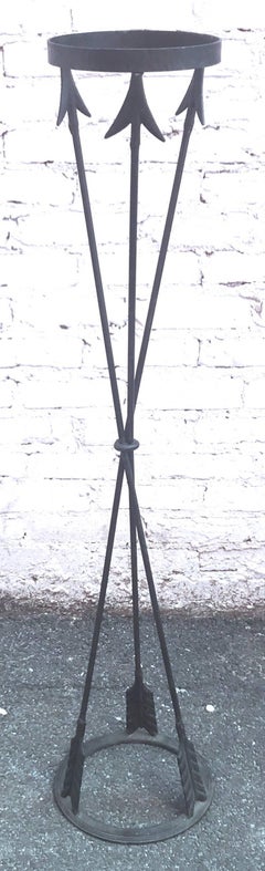 Chic 1940s French Wrought Iron Motif Plant Stand