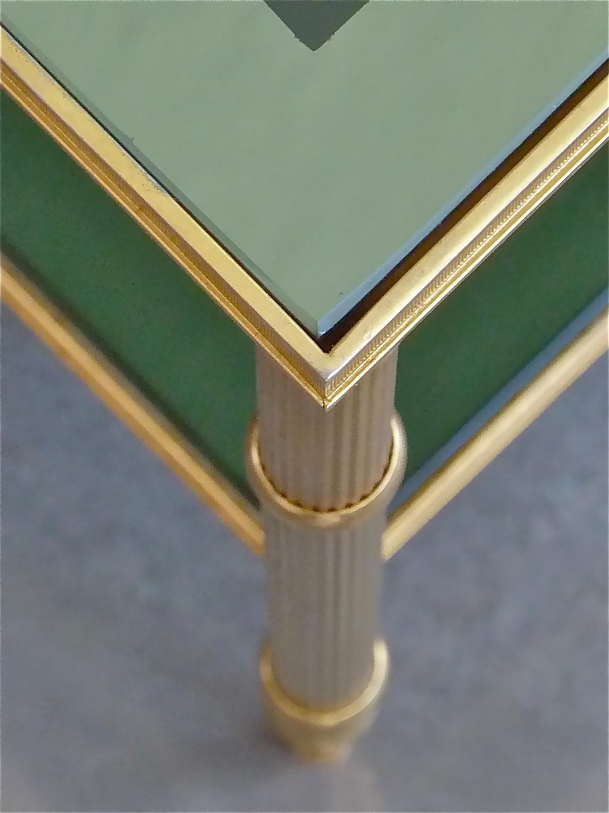 Chic 1950s Maison Baguès Side Sofa Couch Table Gilt Brass Mirror Glass Jansen For Sale 9