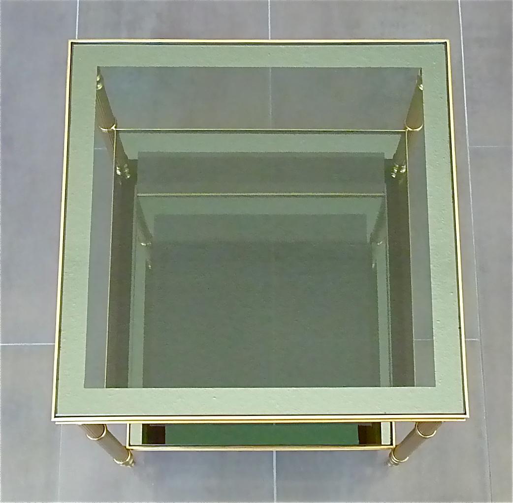 Mid-20th Century Chic 1950s Maison Baguès Side Sofa Couch Table Gilt Brass Mirror Glass Jansen For Sale