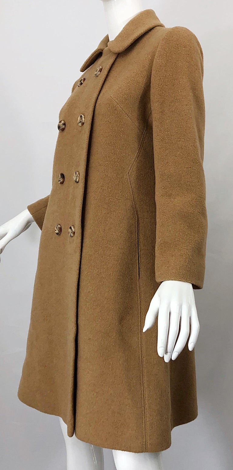 Chic 1960s Camel Tan Camels Hair Wool Double Breasted ...