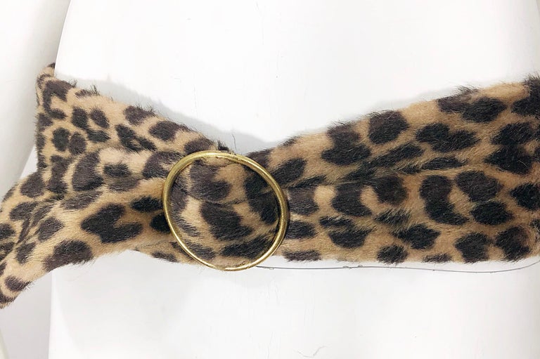 Chic 1960s Dame New York Leopard Print Faux Fur Vintage 60s Mod Retro Belt  For Sale at 1stDibs