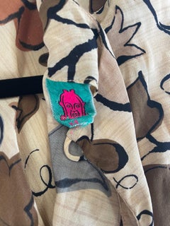 Chic 1960s Designer Size 4 Autumnal Flower Print Vintage 60s Silk Dress