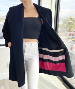 Chic 1960s Lilli Ann Black Wool Colorful Silk Ribbon Lining Vintage 60s Jacket