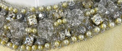 Chic 1960s Pale Yellow Silk Shantung Rhinestone Beaded Vintage 60s Shift Dress