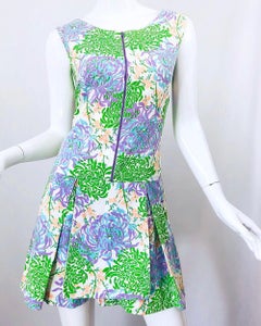 Chic 1960s Pastel Purple + Pink + Green + Blue Cotton One Piece Vintage Romper