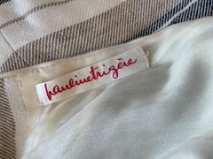 Chic 1960s Pauline Trigere Grey Taupe Ivory Sleeveless Striped 60s Shift Dress