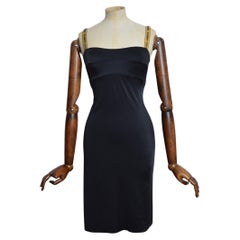 Elegante vestido negro de tirantes de los años 90 de Dolce & Gabbana con tirantes de gelatina