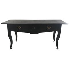 Chic 19th Century French Napolean III Two Sided Black Console or Sofa Table