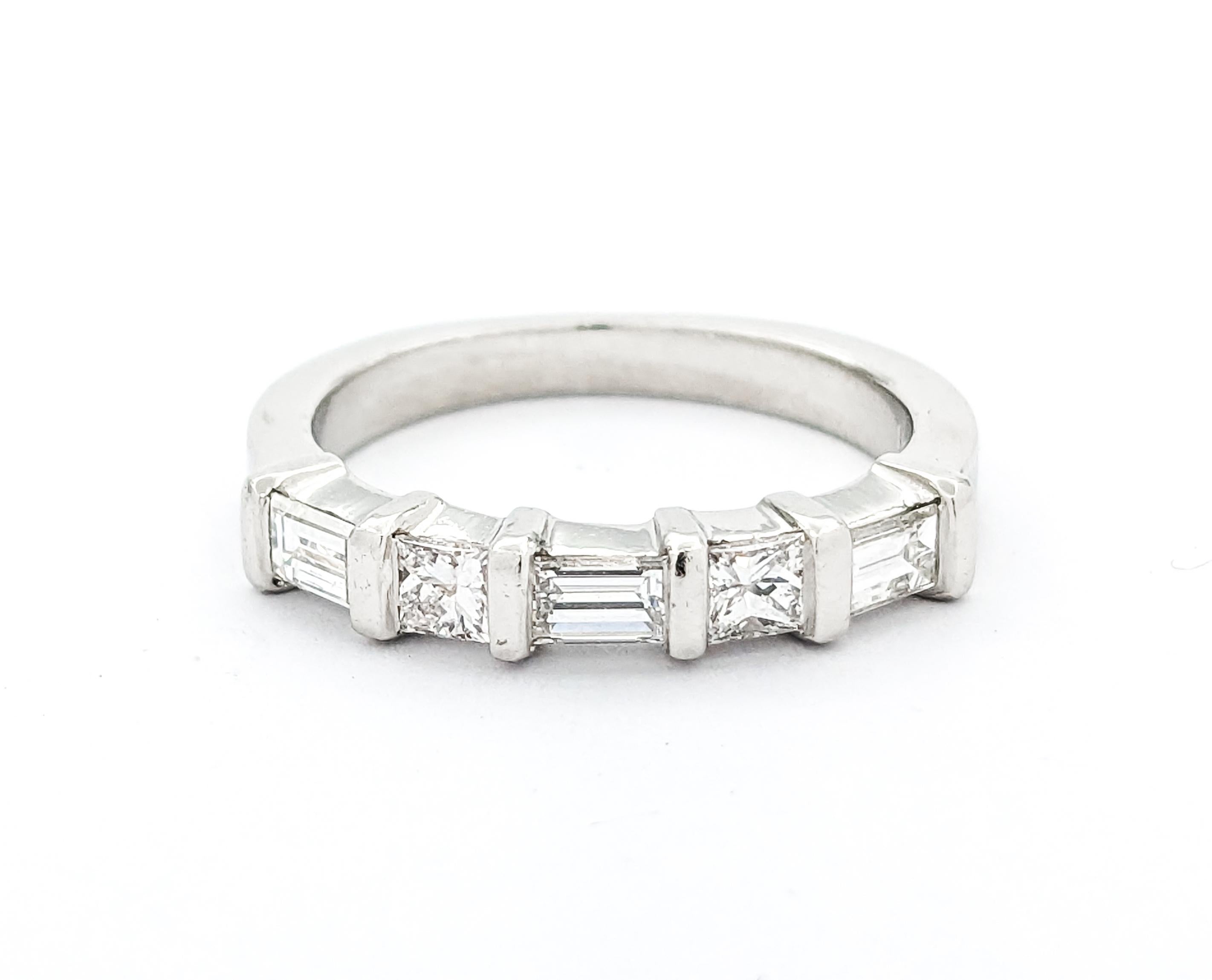Chic .60ctw Princess & Baugette Diamond Band in Platinum For Sale 5