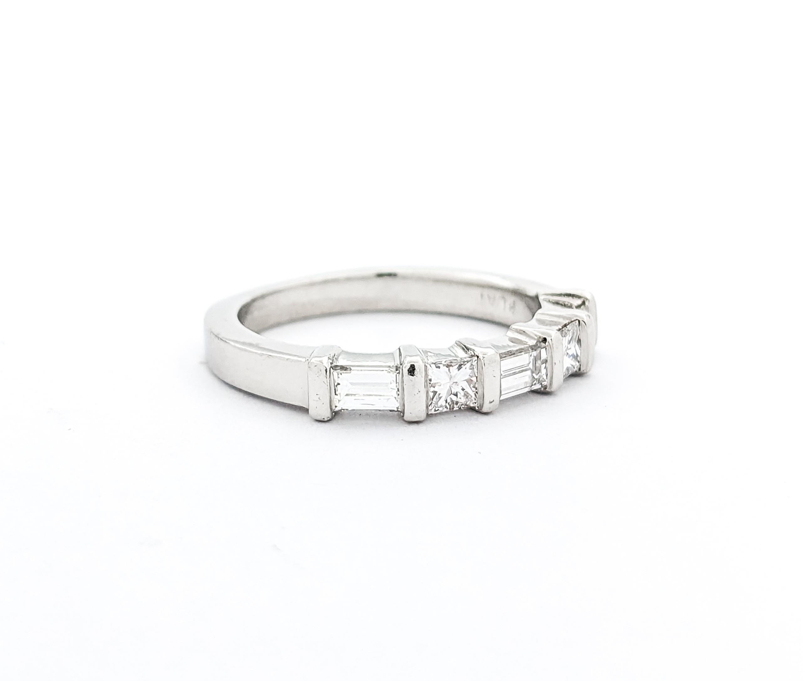 Chic .60ctw Princess & Baugette Diamond Band in Platinum For Sale 2