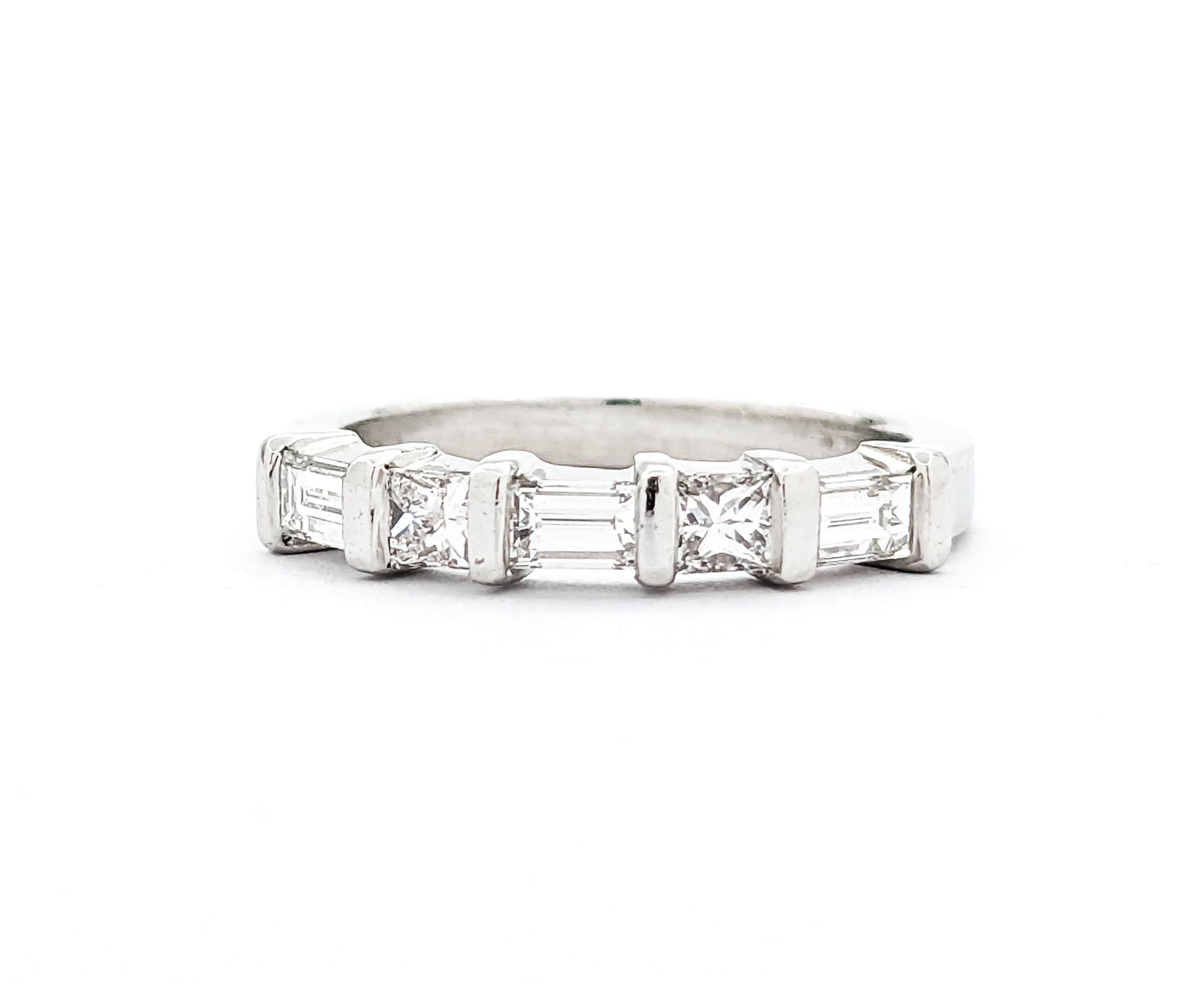 Chic .60ctw Princess & Baugette Diamond Band in Platinum For Sale 4