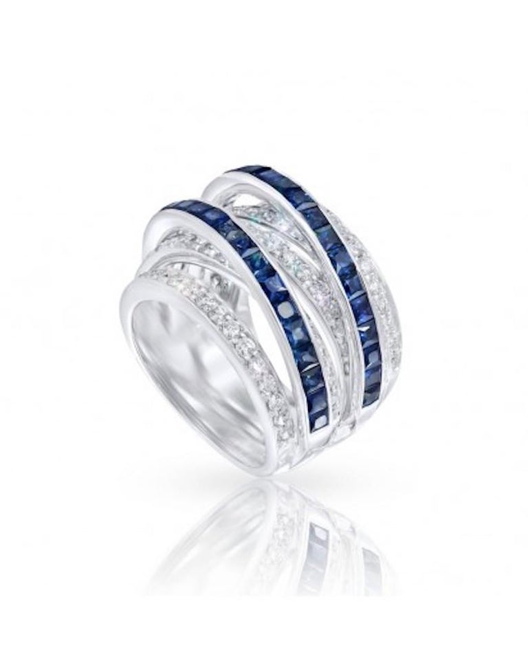 Chic and Stylish Baguette Blue Sapphire White Diamond Gold Lever-Back ...