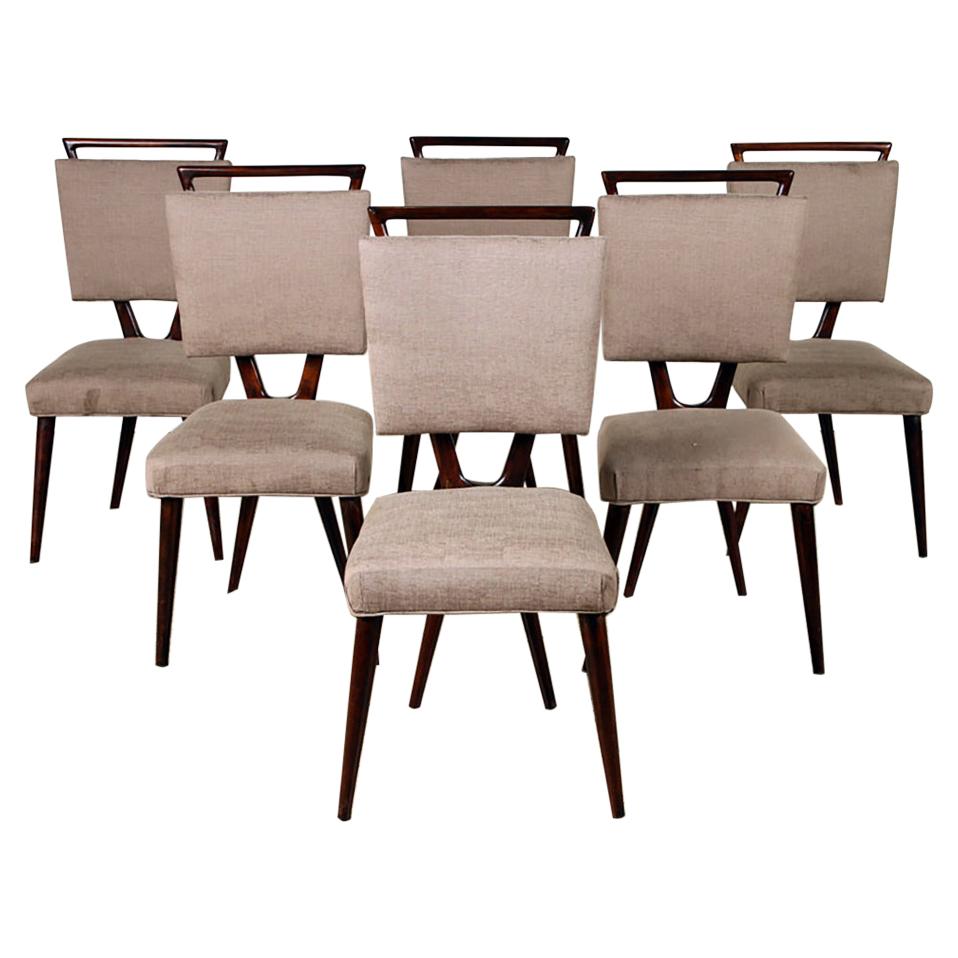 Chic and Unique Midcentuey Mahogany "X" Backed Dining Chairs
