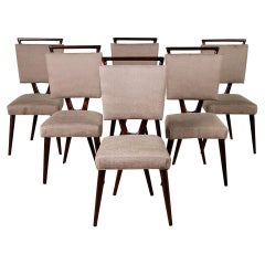 Chic and Unique Midcentuey Mahogany "X" Backed Dining Chairs