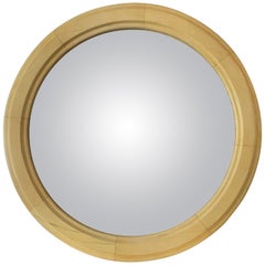  19th Century Parisian Painted Faux Ivory Convex Ghosted Aged Bullseye Mirror 