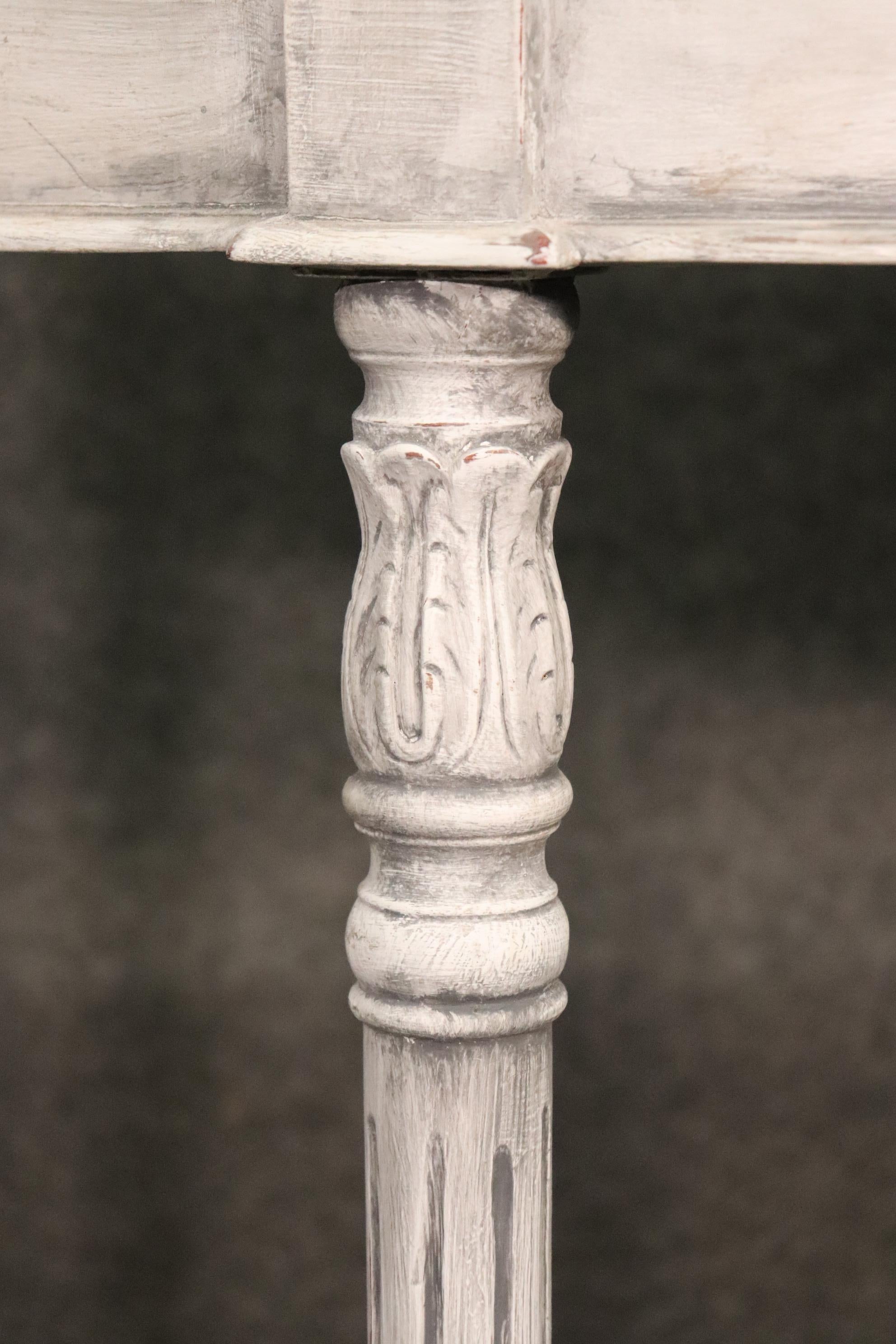 Chic Antique White Painted Demilune French Louis XVI Console Table For Sale 2