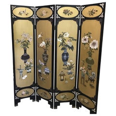 Chic Art Deco, Gilt and Lacquered Chinese Coromandel Screen