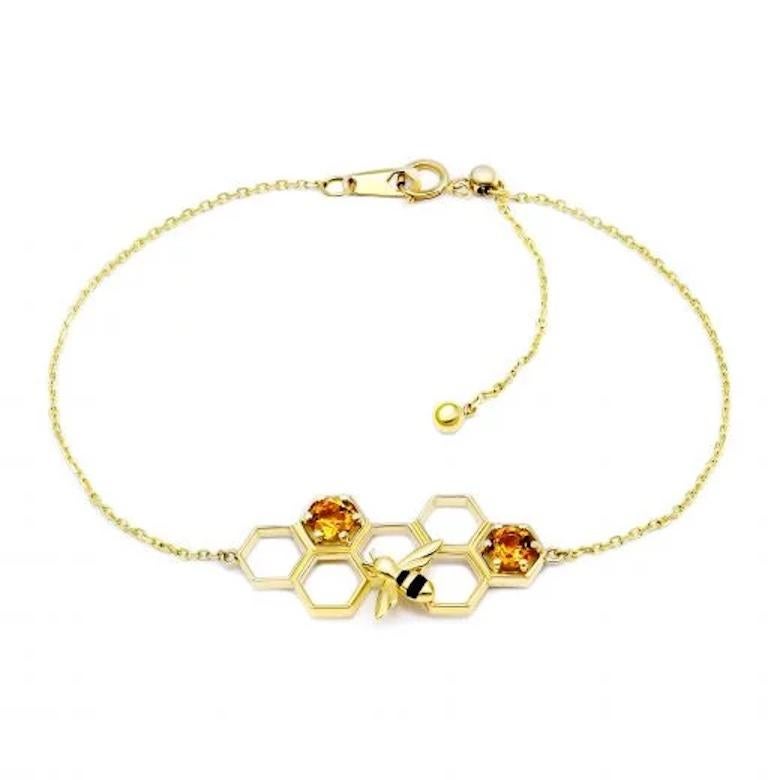 Chic BEE Bracelet Citrine Yellow Gold for Her For Sale 2