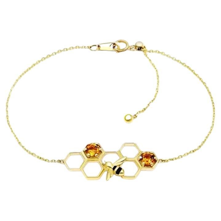 Chic BEE Bracelet Citrine Yellow Gold for Her For Sale