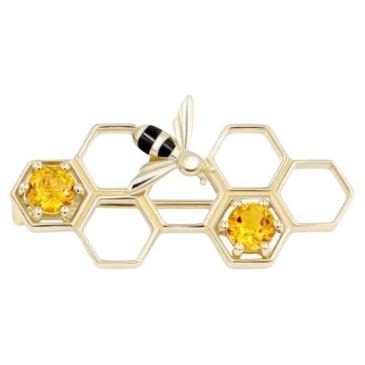 Chic BEE Brooch Citrine Yellow Gold for Her For Sale
